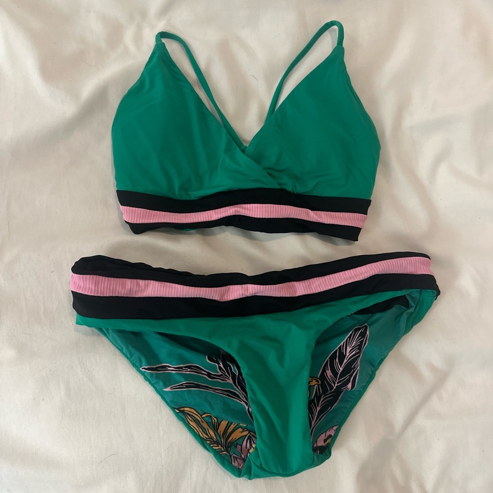 Maaji Green and Pink Bikini Set with Sporty Design